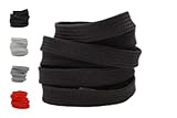 Masalb 2 - Paar Premium Sneaker-Schnürsenkel Flach ø 10 mm extra breit, reißfest und Elastisch ideal für Sneaker, Chucks, & Sportschuhe in Rot, Schwarz, Weiß, Grau (Schwarz, 90 cm)
