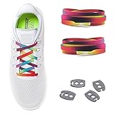 MAXX laces elastische Schnürsenkel flach für alle Schuhe - Schnellverschluss Schnürbänder ohne binden für Damen, Herren, Kinder - Sneaker, Sportschuh, Arbeitsschuh, Trekkingschuh [Rainbow]