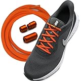 Run out sports Elastische Schnürsenkel ohne binden mit Metallkapseln rund | Schnellschnürsystem | Schuhsenkel flexibel mit Schnellverschluss für Sneaker, Sport 17 Farben (Fierce Orange)
