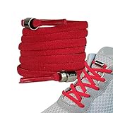 LaceHype - 2 Paar Premium Elastische Schnürsenkel mit Metallkapseln ohne binden - Set für 2 Paar Schuhe - mit Kapseln für Sneaker, Laufschuhe, Sporschuhe (Rot, oval)
