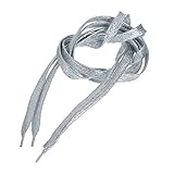 SiAura Material - 2 Streifen geflochtene glitzernde Schnürsenkel, Silber, 108cm lang