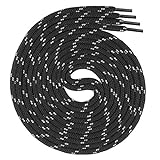 Swissly runde schwarz graue Schnürsenkel für Arbeitsschuhe und Trekkingschuhe aus 100% Polyester, Farbe: schwarz grau, Länge: 110cm